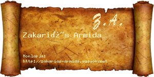 Zakariás Armida névjegykártya